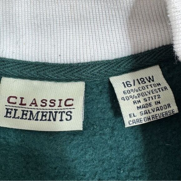 Vtg Embroidered Ugly Christmas Sweatshirt Classic Elements Green 16W 18W - Picture 11 of 13